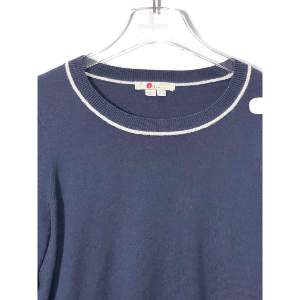 Boden Wool Cotton Blend Bell Sleeve Sweater Navy Size 6 - Picture 3 of 9